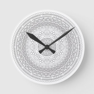 Zwart & Wit Ronde Mandala v3 Klok