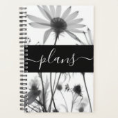 Zwart-wit röntgenbloemen trouwplannen planner (Voorkant)