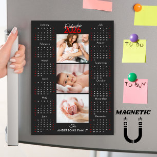 Zwart Wit Rood 2026 Kalender Fotocollage Magneet
