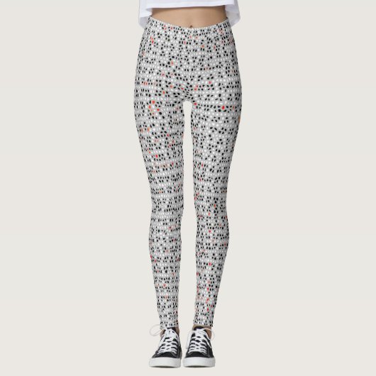 Zwart wit rood Abstract patroon afbeelding Leggings (Voorkant)
