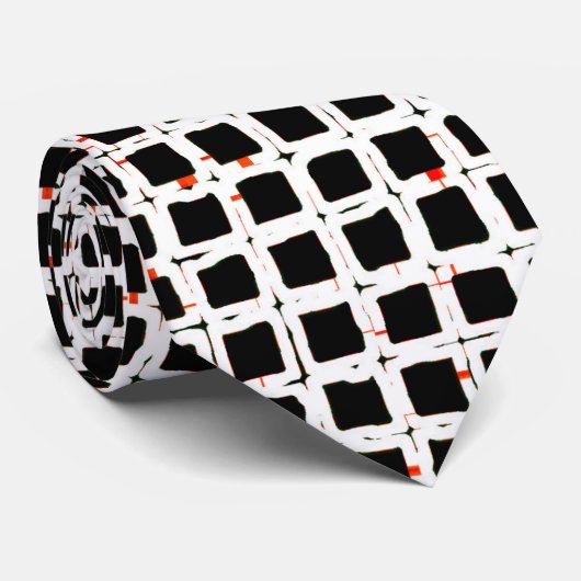Zwart wit rood Abstract patroon afbeelding Stropdas (Opgerold)
