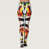 Zwart Wit Rood Abstract Spatten Leggings (Achterkant)
