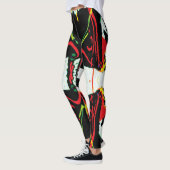 Zwart Wit Rood Abstract Spatten Leggings (Links)