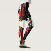 Zwart Wit Rood Abstract Spatten Leggings (Rechts)