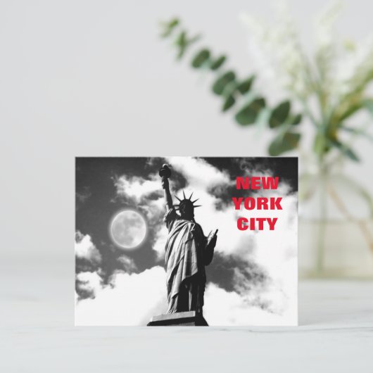 Zwart-wit rood beeld van de Vrijheid New York City Briefkaart (Staand voorkant)