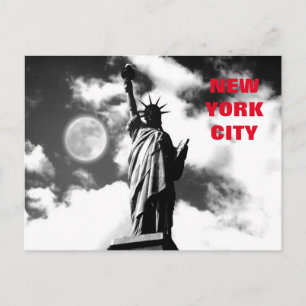 Zwart-wit rood beeld van de Vrijheid New York City Briefkaart