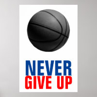 Zwart Wit Rood Blauw Nooit Opgeven Basketbal