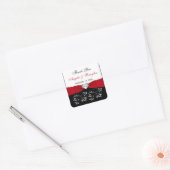 Zwart Wit Rood Bloemen Hart Bruiloft Favor Sticker (Envelop)
