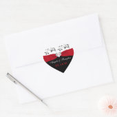 Zwart Wit Rood Bloemen Hart Bruiloft Favor Sticker (Envelop)