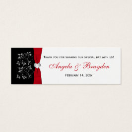Zwart, Wit, Rood Bloemen, Hart bruiloft gunst Labe Mini Visitekaartjes