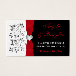 Zwart, Wit, Rood Bloemen, Hart bruiloft gunst Labe Visitekaartjes