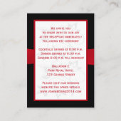 Zwart Wit Rood Bloemen Receptie Behuizing Kaart (Achterkant)