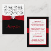 Zwart Wit Rood Bloemen Receptie Behuizing Kaart (Voorkant / Achterkant)