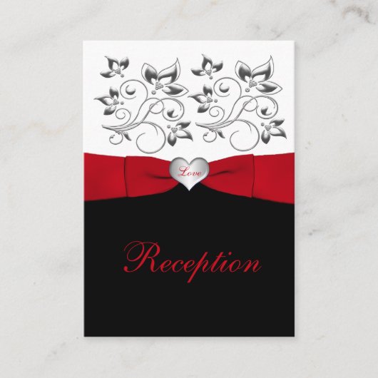 Zwart Wit Rood Bloemen Receptie Behuizing Kaart (Voorkant)