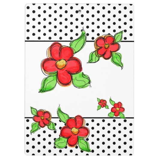 Zwart-wit Rood Bloemig Klembord (Achterkant)