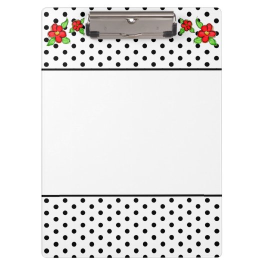 Zwart-wit Rood Bloemig Klembord (Voorkant)