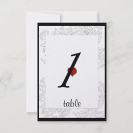 Zwart Wit Rood Boheemse Chic Trouw Tafelkaart Kaart