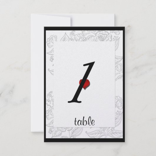 Zwart Wit Rood Boheemse Chic Trouw Tafelkaart Kaart (Voorkant)