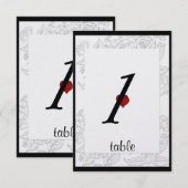Zwart Wit Rood Boheemse Chic Trouw Tafelkaart Kaart (Voorkant / Achterkant)