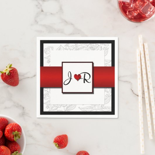 Zwart Wit Rood Boheemse Chique Trouwservetten Servet (Insitu)