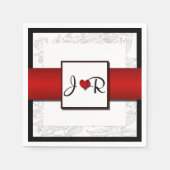 Zwart Wit Rood Boheemse Chique Trouwservetten Servet (Voorkant)