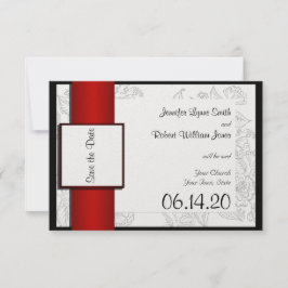 Zwart Wit Rood Bohemien Bruiloft Save the Date