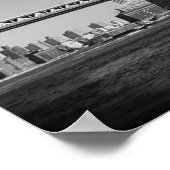 Zwart Wit Rood Brooklyn Bridge New York Stad Poster (Hoek)