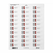 Zwart Wit & Rood Bruiloft Satijn Bloemen Etiket (Full Sheet)