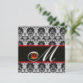 ZWART WIT ROOD CHAMPAGNE DAMAST MONOGRAM Robijn Kaart (Staand voorkant)