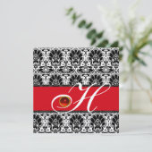 ZWART WIT ROOD CHAMPAGNE DAMAST MONOGRAM Robijnroo Kaart (Staand voorkant)