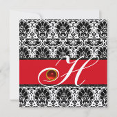 ZWART WIT ROOD CHAMPAGNE DAMAST MONOGRAM Ruby Kaart (Voorkant)