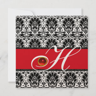 ZWART WIT ROOD CHAMPAGNE DAMAST MONOGRAM Ruby Kaart