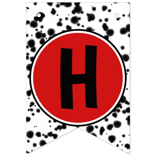 Zwart Wit Rood Dalmatische Happy Birthday Party Vlaggetjes (Tweede vlag)