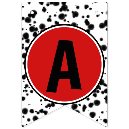 Zwart Wit Rood Dalmatische Happy Birthday Party Vlaggetjes (Derde vlag)