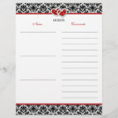 Zwart-wit rood Damascus, Hearts Guest Book Paper (Voorkant)