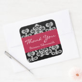 Zwart Wit Rood Damask Dank u V9 Vierkante Sticker (Envelop)
