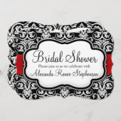 Zwart/Wit/Rood Damask Rond Vrijgezellenfeest Kaart (Voorkant / Achterkant)