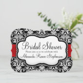 Zwart/Wit/Rood Damask Rond Vrijgezellenfeest Kaart (Staand voorkant)