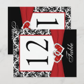 Zwart, Wit, Rood Damask Tafelnummer Post Kaart (Voorkant / Achterkant)