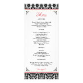 Zwart, Wit, Rood Damast Liefde Harten Bruiloft Men Reclamekaart (Achterkant)