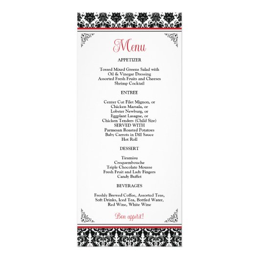 Zwart, Wit, Rood Damast Liefde Harten Bruiloft Men Reclamekaart (Achterkant)