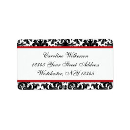 Zwart Wit Rood Damast Retouradres Label