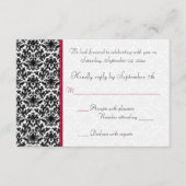 Zwart, Wit, Rood Damast RSVP Kaart (Voorkant)