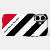 Zwart-wit rood diagonaal, naam, minimalistisch Case-Mate iPhone case (Achterkant (horizontaal))