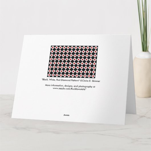 Zwart, wit, rood diamantpatroon bedankkaart (Achterkant)