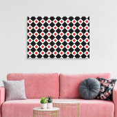 Zwart, wit, rood diamantpatroon canvas afdruk (Insitu (Woonkamer))