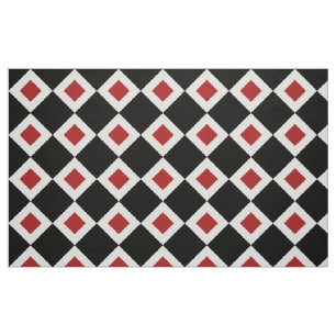 Zwart, wit, rood diamantpatroon geometrisch weefse stof