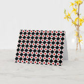 Zwart, wit, rood diamantpatroon kaart (Gele Bloem)