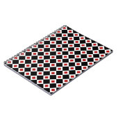 Zwart, wit, rood diamantpatroon notitieboek (Linkerzijde)