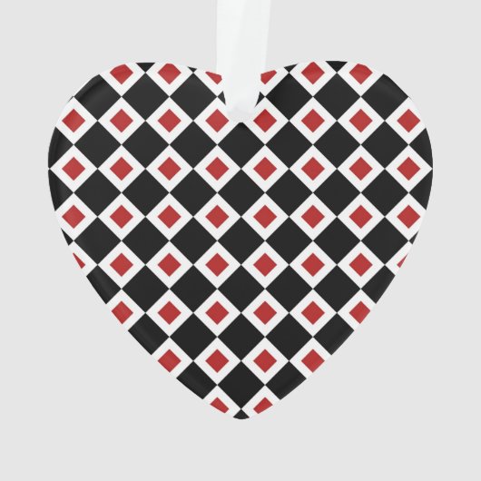 Zwart, wit, rood diamantpatroon ornament (achterkant)